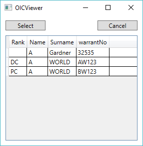 OIC viewer - Select mode