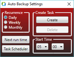  Backup settings - Weekly