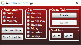  Backup settings - Monthly
